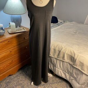 Artisan NY maxi dress dark and light grey thin horizontal stripes long maxi nwt